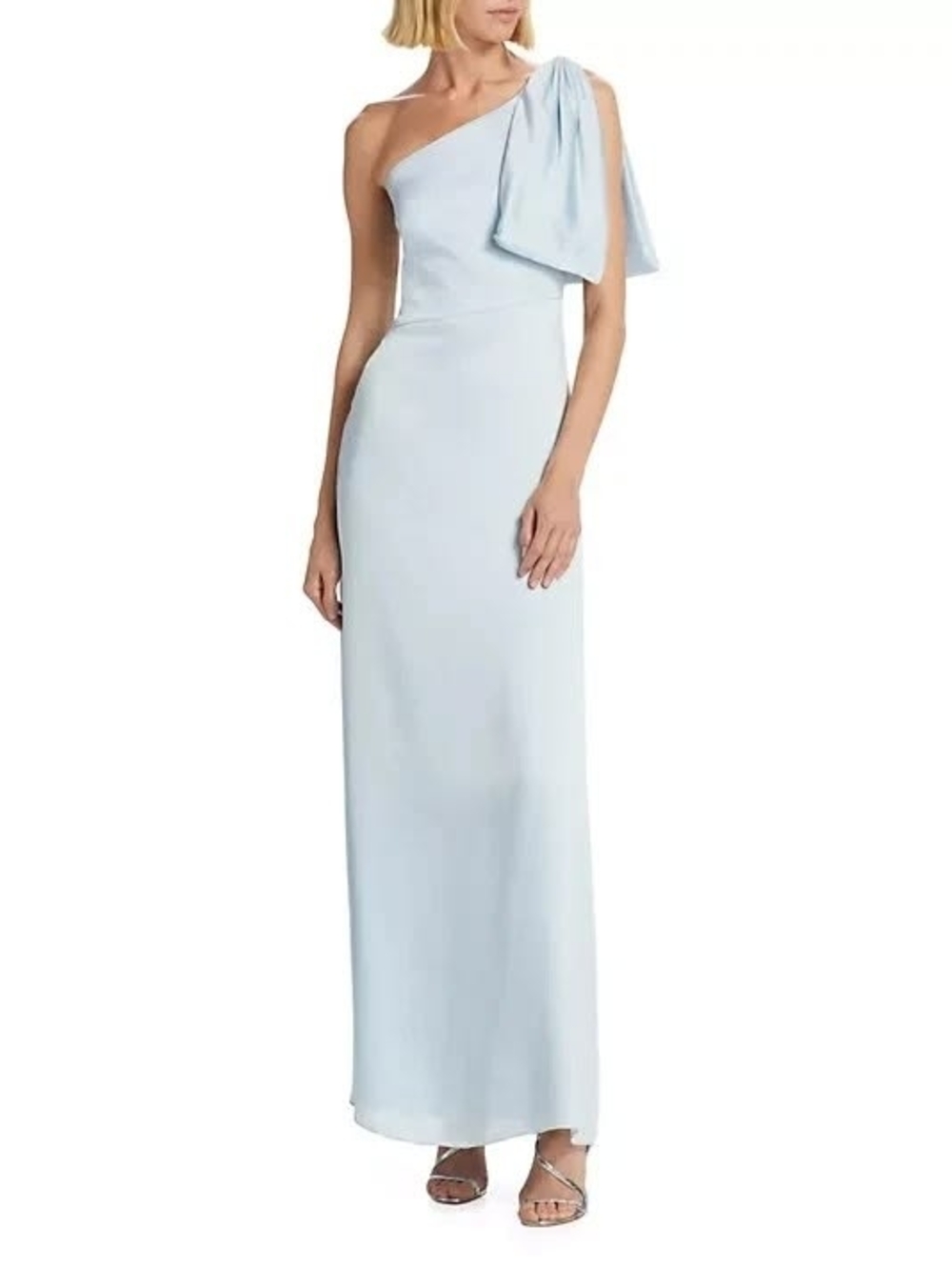 Sachin & Babi Chelsea One-Shoulder Ice Blue Evening Gown